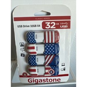 Gigastone 32GB (4-Pack) USB 2.0 Flash Drive American Patriot Style Retractable